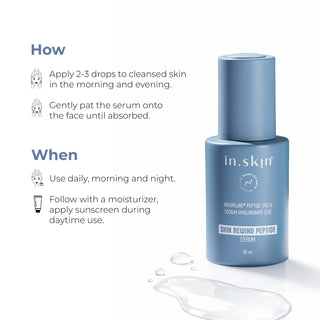SKIN REWIND PEPTIDE SERUM with Argireline peptide (1%) & Sodium Hyaluronate (2%)