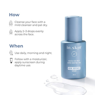 ACNE DEFENCE SERUM with Salicylic acid (1%) & Copper Tripeptide-1 (1%)
