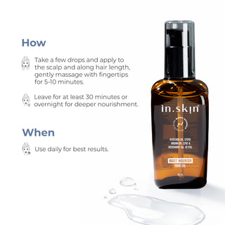 ROOT NOURISH HAIR OIL with Avocado Oil (25%), Argan oil (2%) & Rosemary Oil (0.5%)