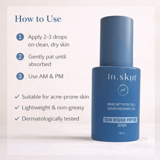 SKIN REWIND PEPTIDE SERUM with Argireline peptide (1%) & Sodium Hyaluronate (2%)