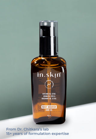 ROOT NOURISH HAIR OIL with Avocado Oil (25%), Argan oil (2%) & Rosemary Oil (0.5%)
